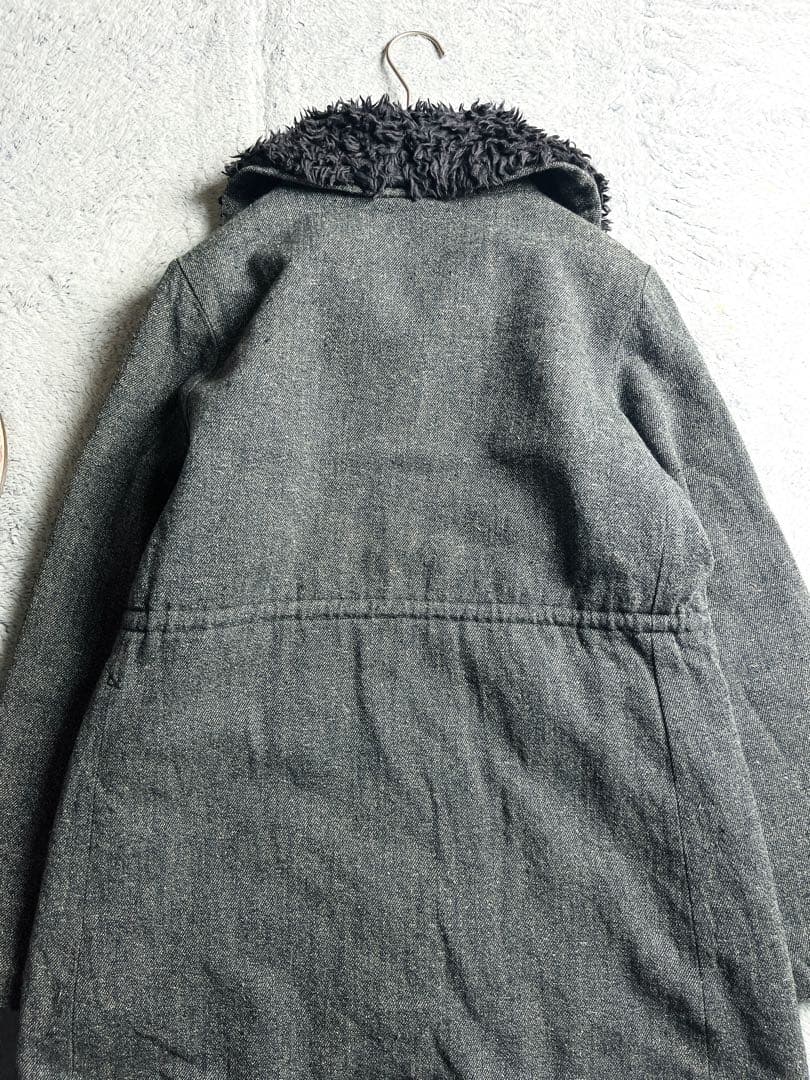 【45R】綿100% 裏ボア ドロストコード インディゴスタンドカラーコート