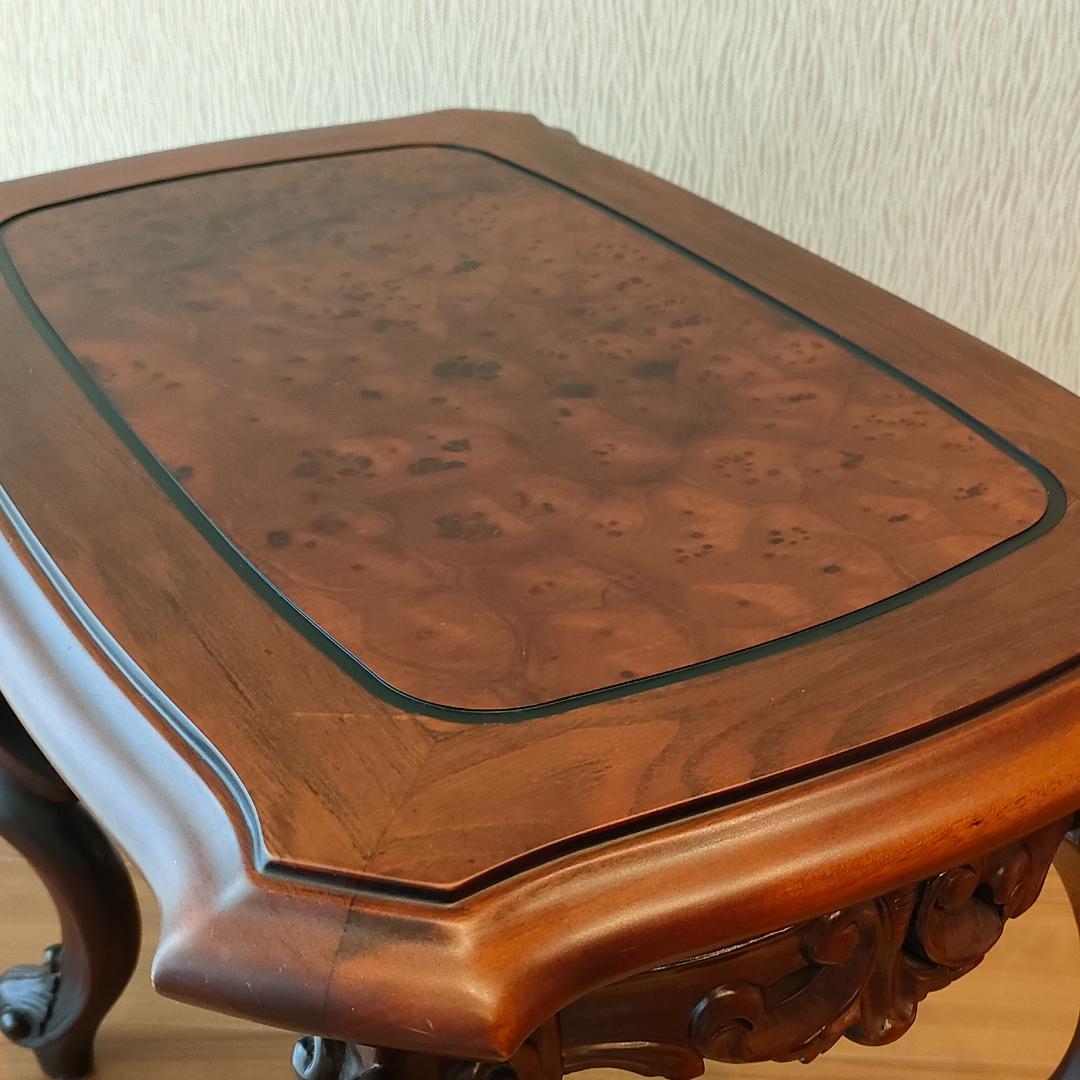 アンティーク　サイドテーブル　象嵌　猫脚　コンソールデスク