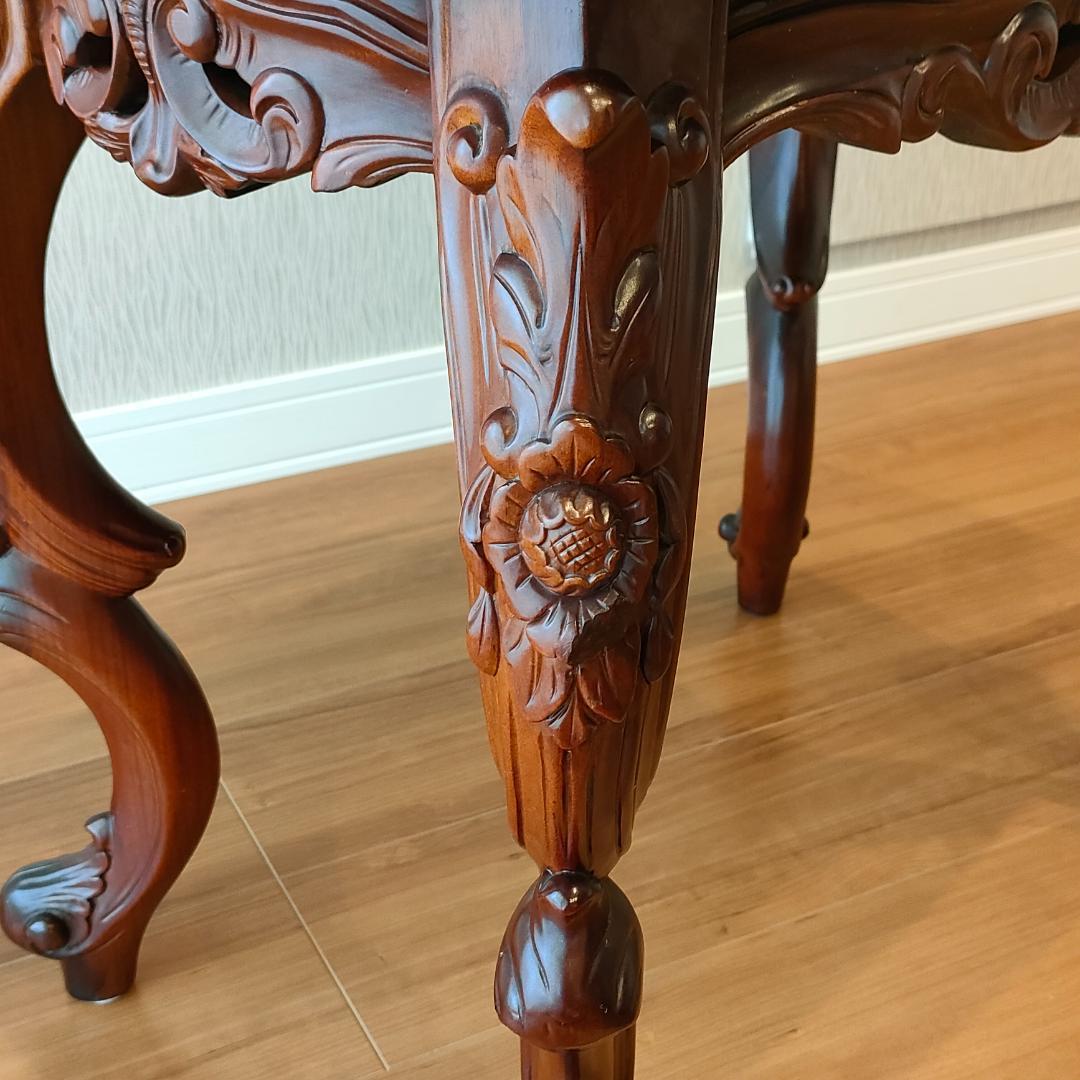 アンティーク　サイドテーブル　象嵌　猫脚　コンソールデスク