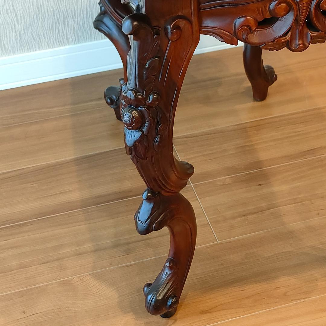 アンティーク　サイドテーブル　象嵌　猫脚　コンソールデスク