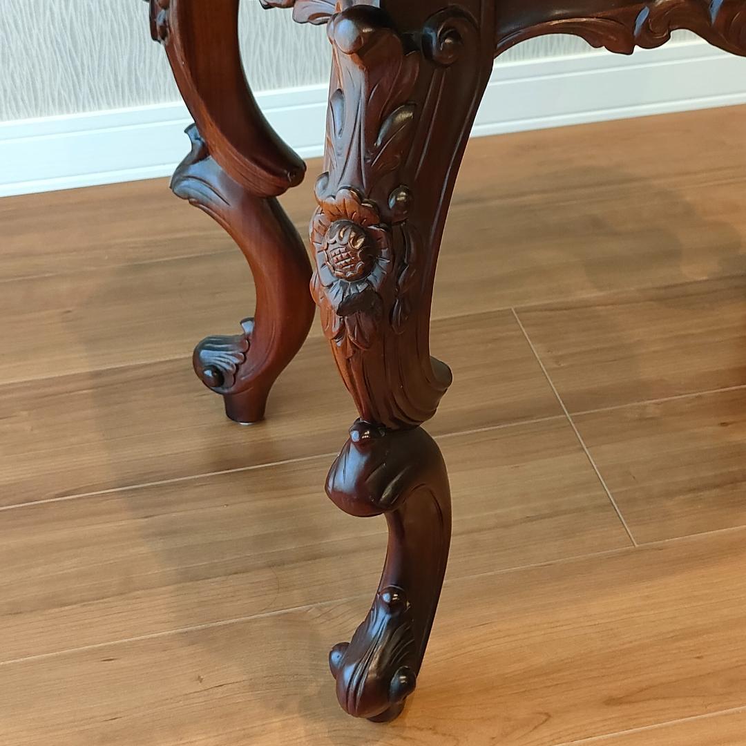 アンティーク　サイドテーブル　象嵌　猫脚　コンソールデスク