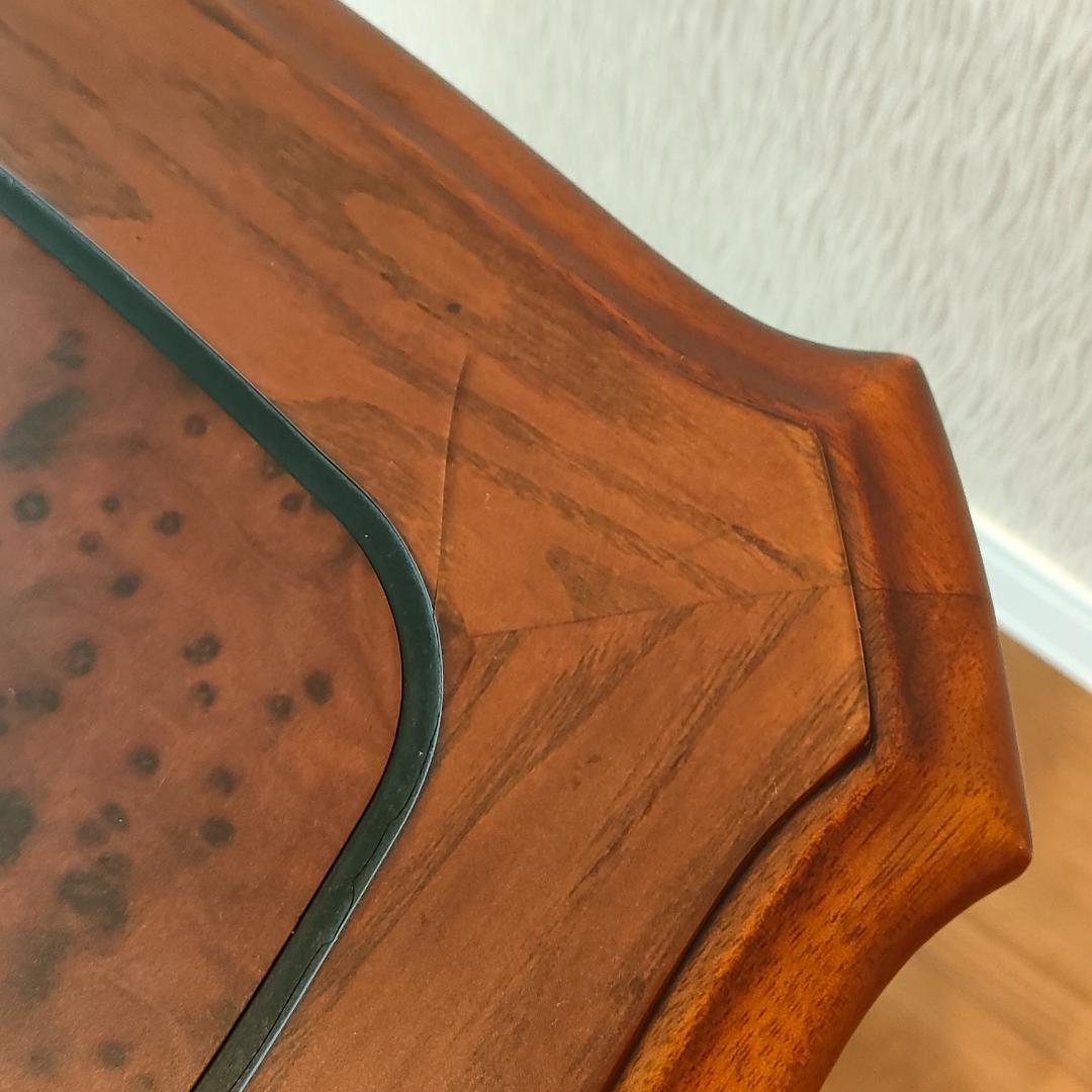 アンティーク　サイドテーブル　象嵌　猫脚　コンソールデスク