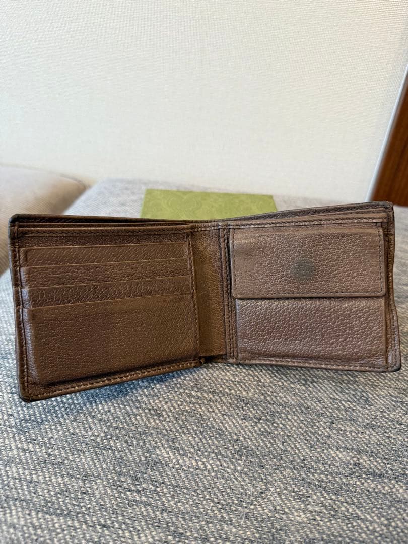 GUCCI 二つ折り財布 ベージュ/グリーン/レッド