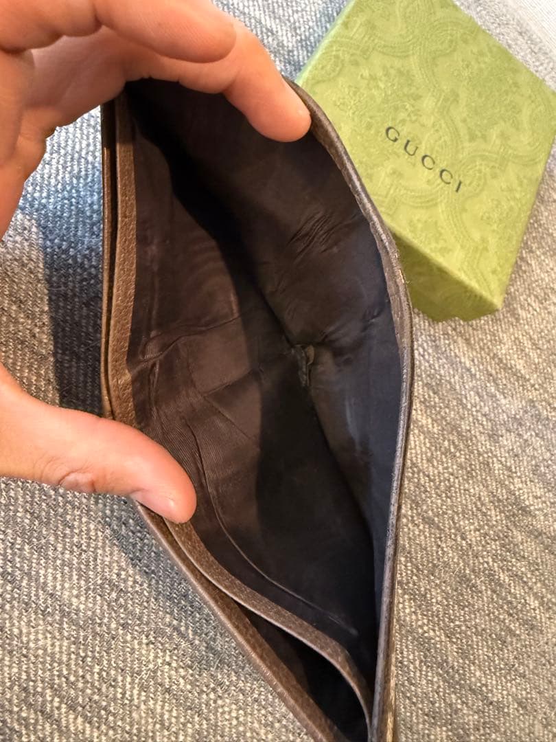 GUCCI 二つ折り財布 ベージュ/グリーン/レッド