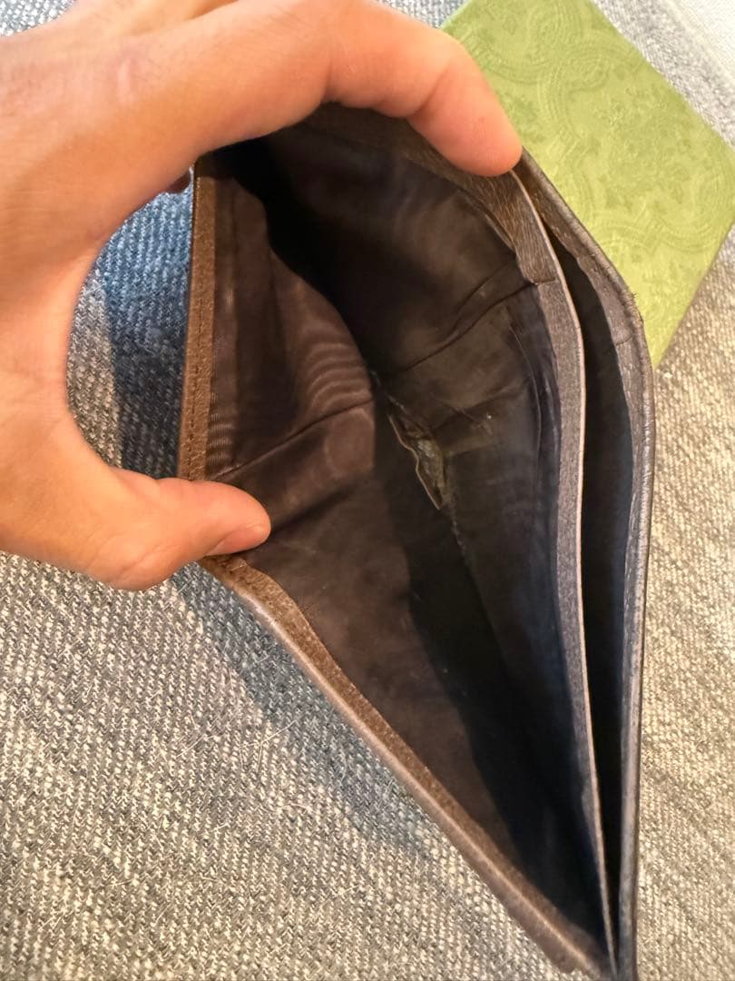 GUCCI 二つ折り財布 ベージュ/グリーン/レッド