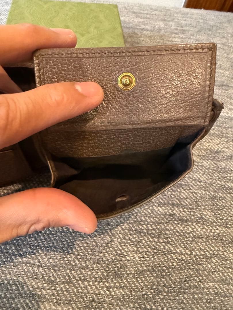 GUCCI 二つ折り財布 ベージュ/グリーン/レッド