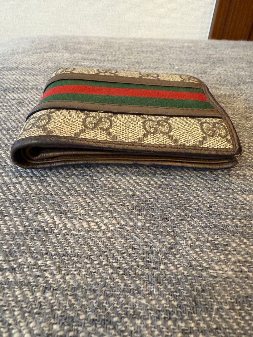 GUCCI 二つ折り財布 ベージュ/グリーン/レッド