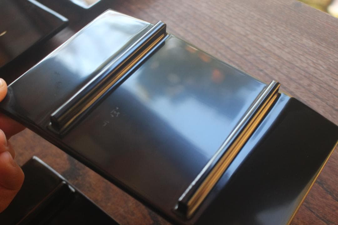 デッドストック！上質黒漆に極上綿毛沈金の映える銘々皿5点（検輪島塗菓子皿小皿