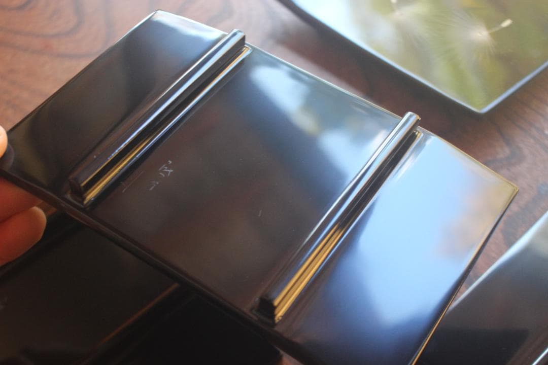 デッドストック！上質黒漆に極上綿毛沈金の映える銘々皿5点（検輪島塗菓子皿小皿