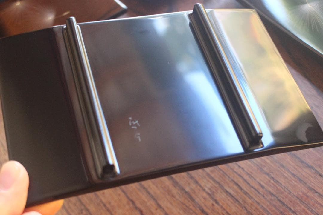 デッドストック！上質黒漆に極上綿毛沈金の映える銘々皿5点（検輪島塗菓子皿小皿