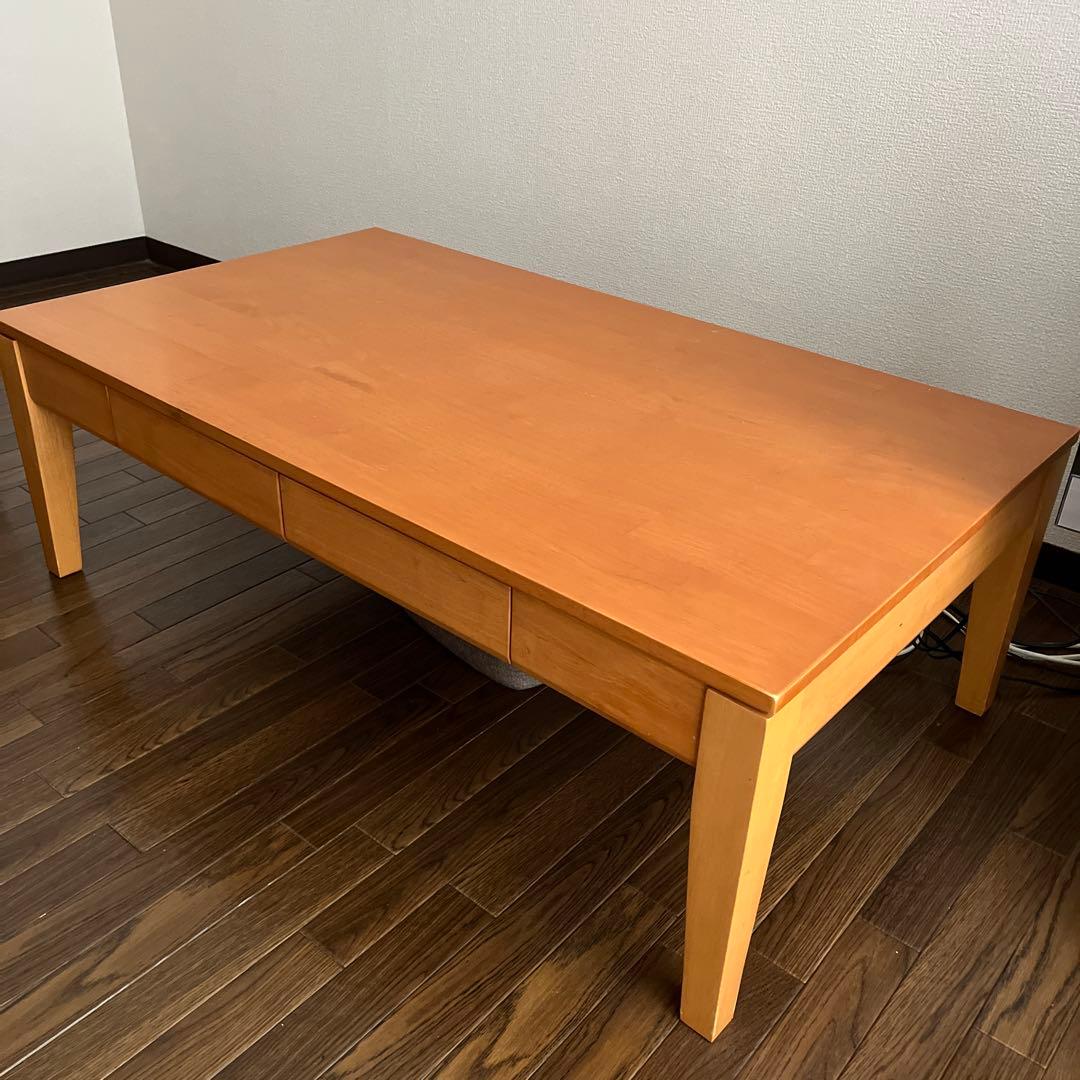 木製ローテーブル 引き出し付き