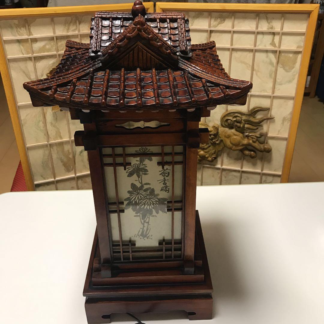 希少品　古美術　ランプ　梅蘭竹菊四面絵　年代物