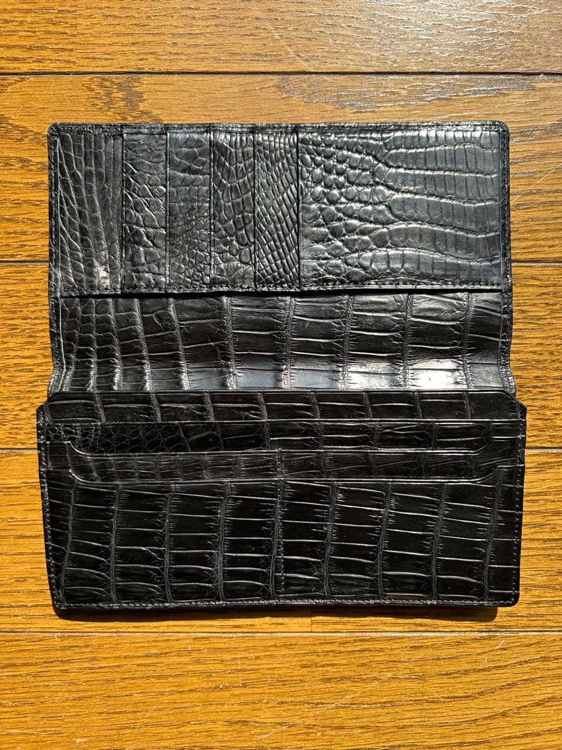 クロコダイルレザー 長財布 ブラック