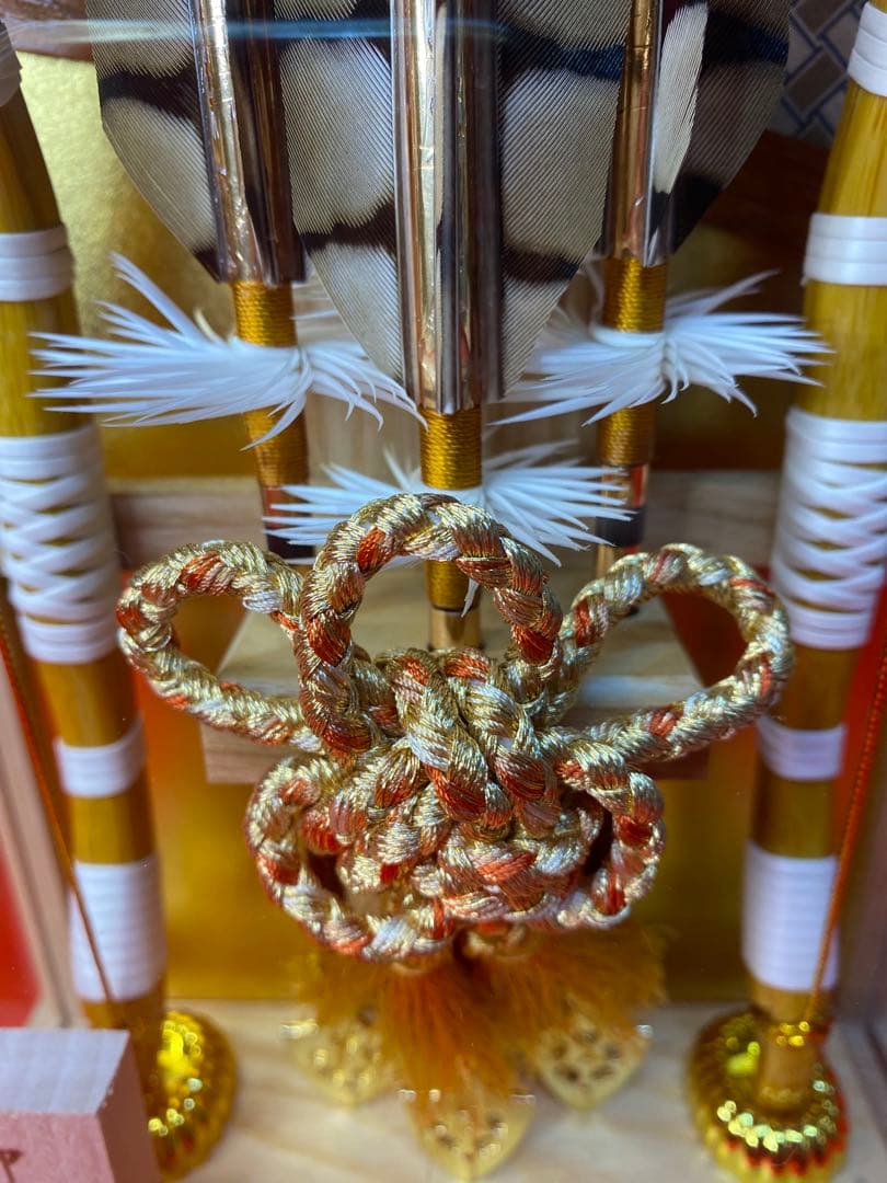 幹山作　壁掛け　破魔弓　白木アクリルケース・間口約１８×奥行約9,5×高約２６㎝