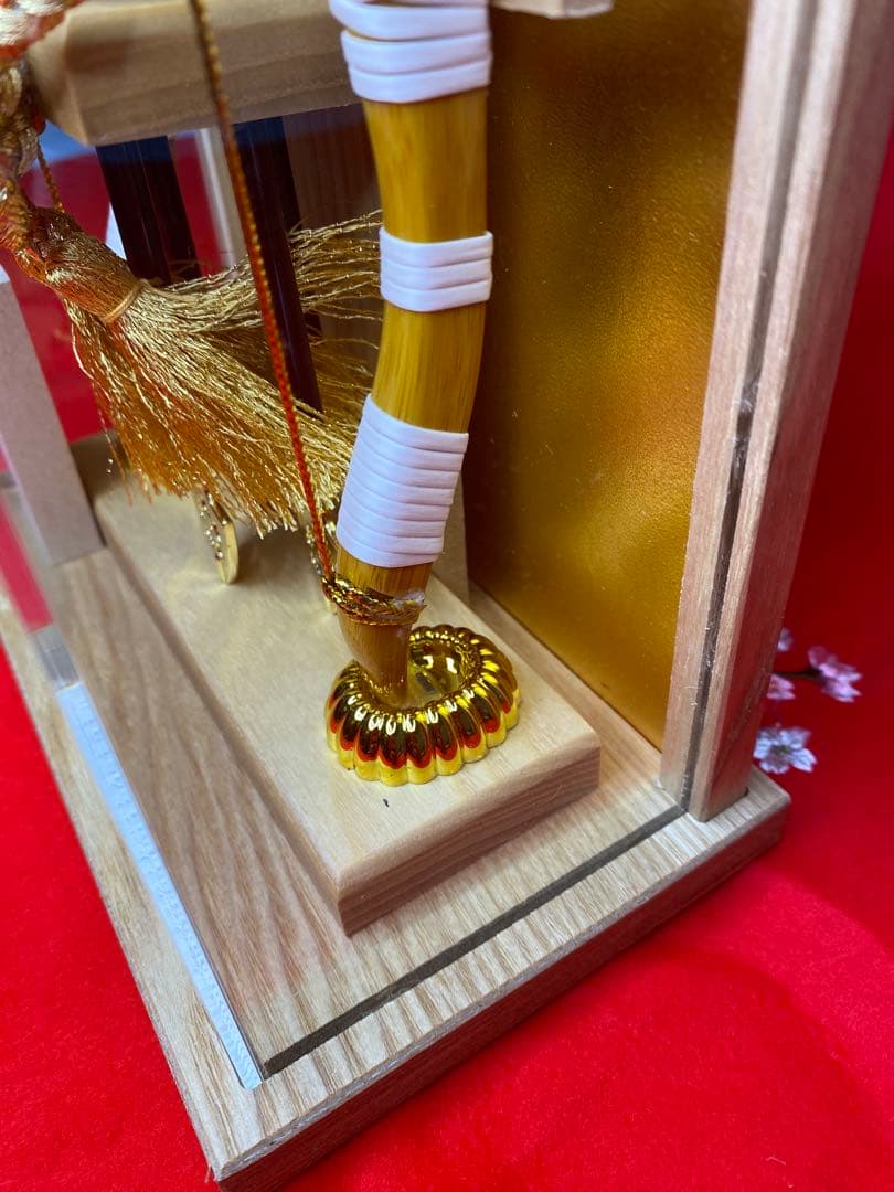 幹山作　壁掛け　破魔弓　白木アクリルケース・間口約１８×奥行約9,5×高約２６㎝