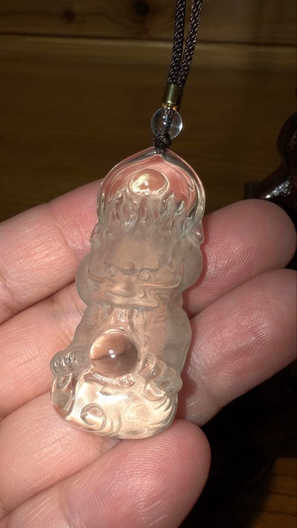 ①天然ライトシトリン 手彫り龍神様 宝珠 如意 昇龍台座セット 置物 チャーム