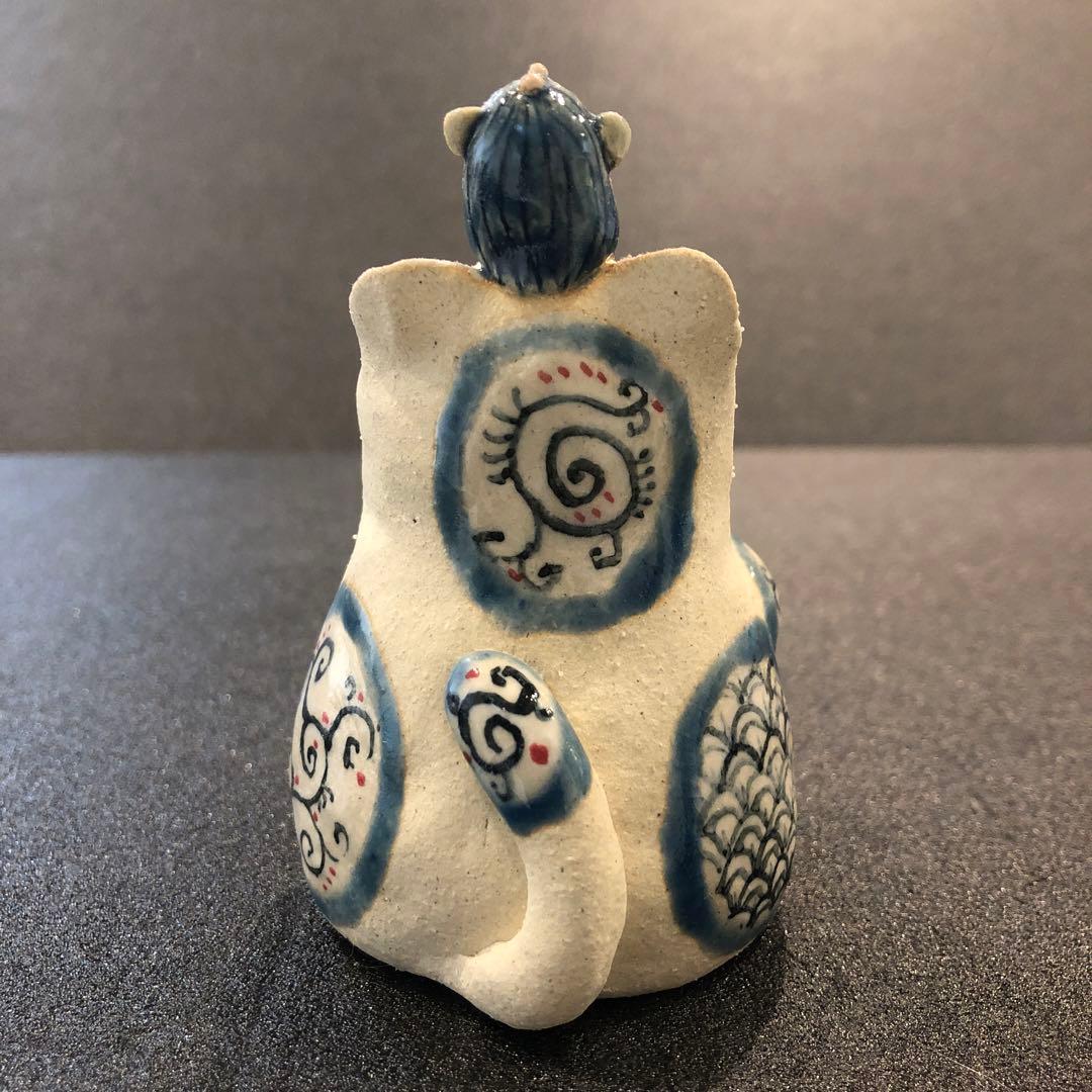 【新品】人気作家kyo 猫置物 アマビエ 焼物 陶器 全長10cm