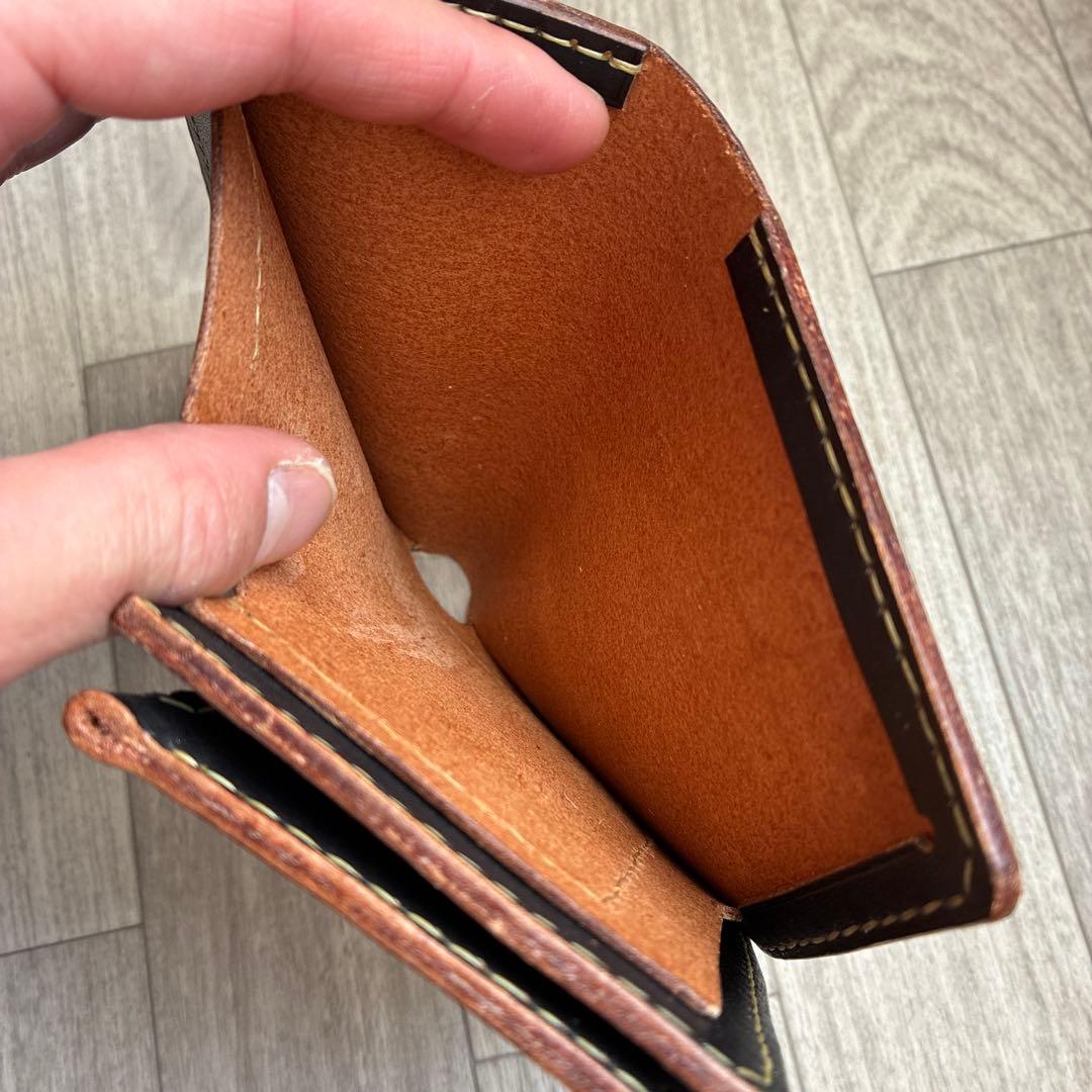 【受注生産】茶芯ミドルトラッカーウォレット　真鍮　お札を折らずに収納　タイプA