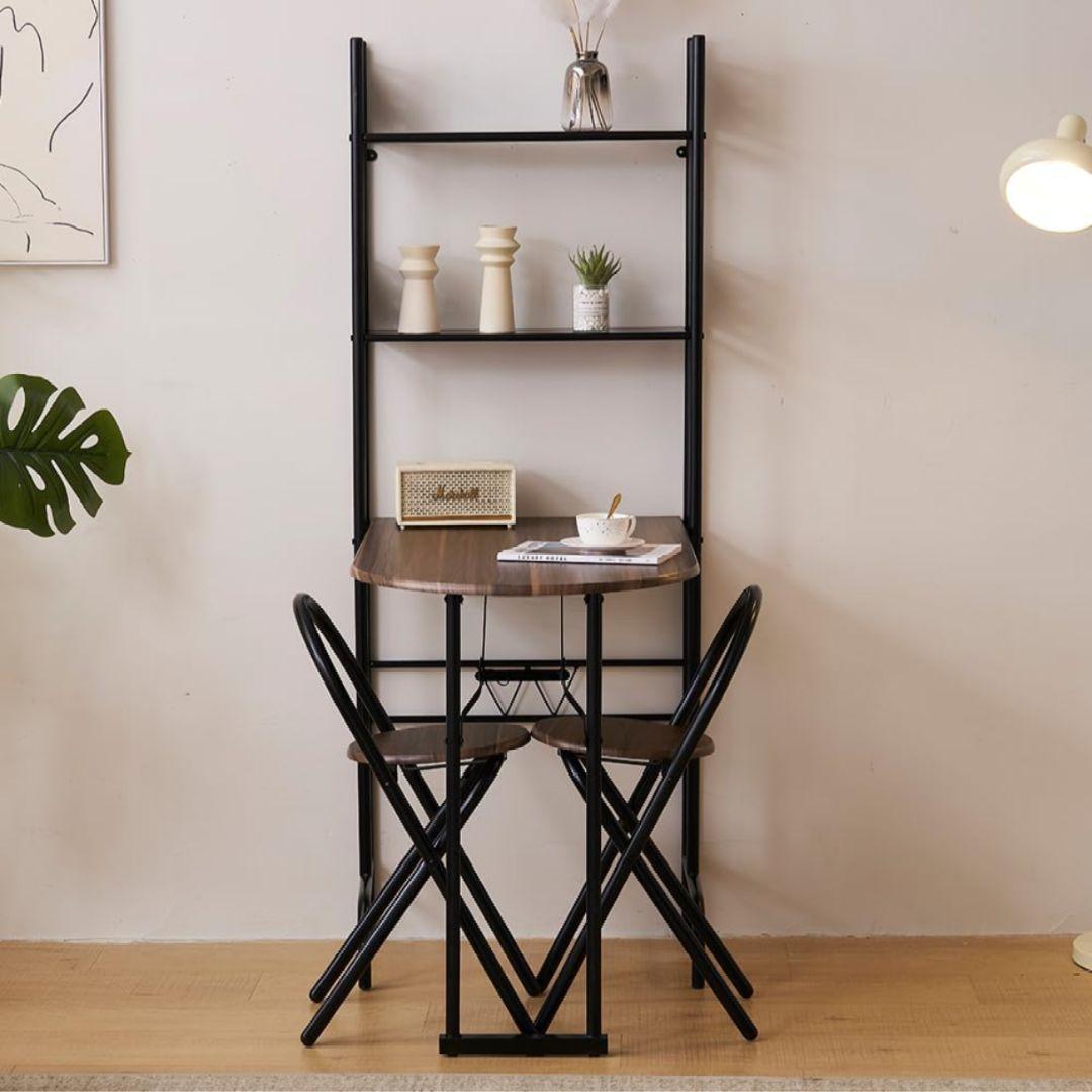 パソコンデスク ダイニングセット 二人 テーブル 折り畳み 2人 椅子付 幅91