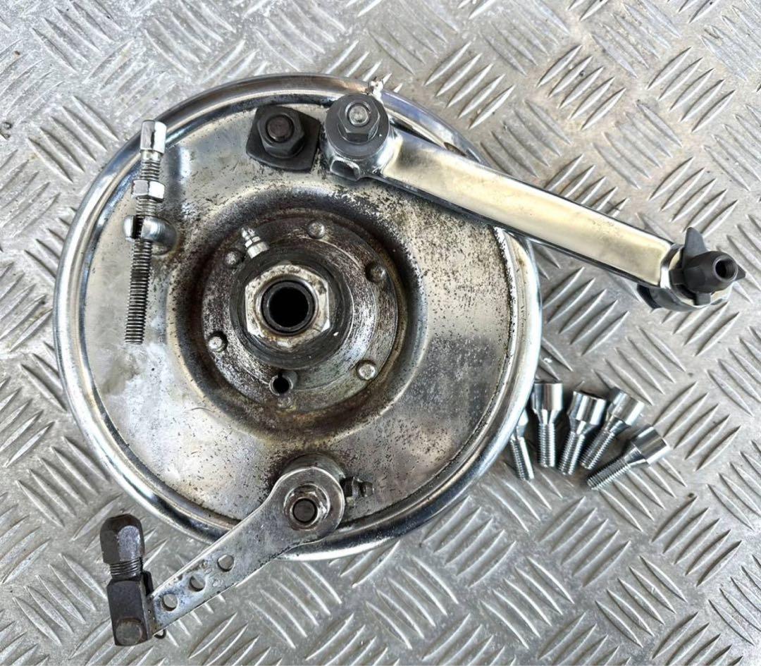 V-TWIN製74スプリンガー ドラムブレーキ クロームセット シングルカム仕様