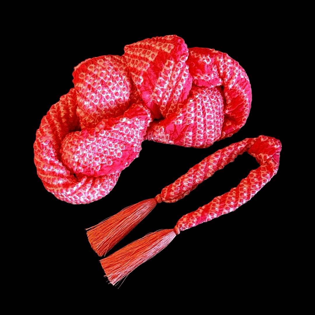 勝山髪飾り 七五三 7歳 (濃いピンク×クリーム色) 蝶