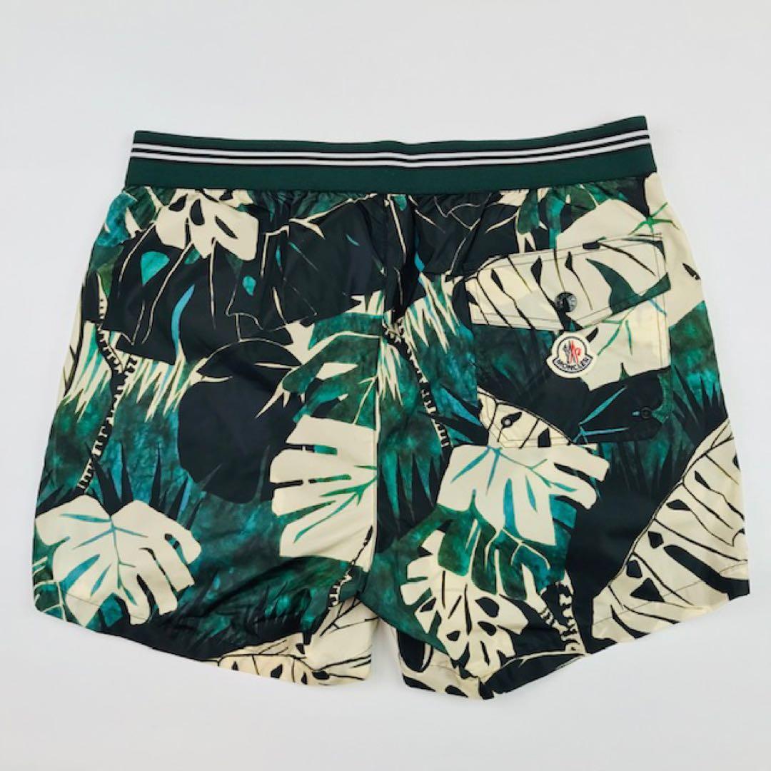 美品★モンクレール・ワッペン付 ボタニカル総柄 スイムショーツ パンツ(S)
