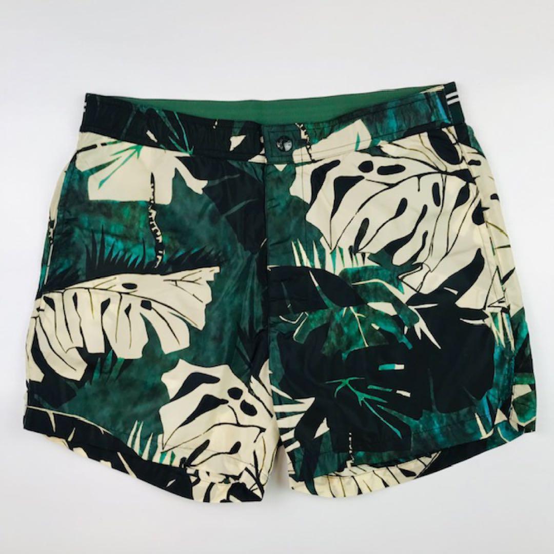 美品★モンクレール・ワッペン付 ボタニカル総柄 スイムショーツ パンツ(S)