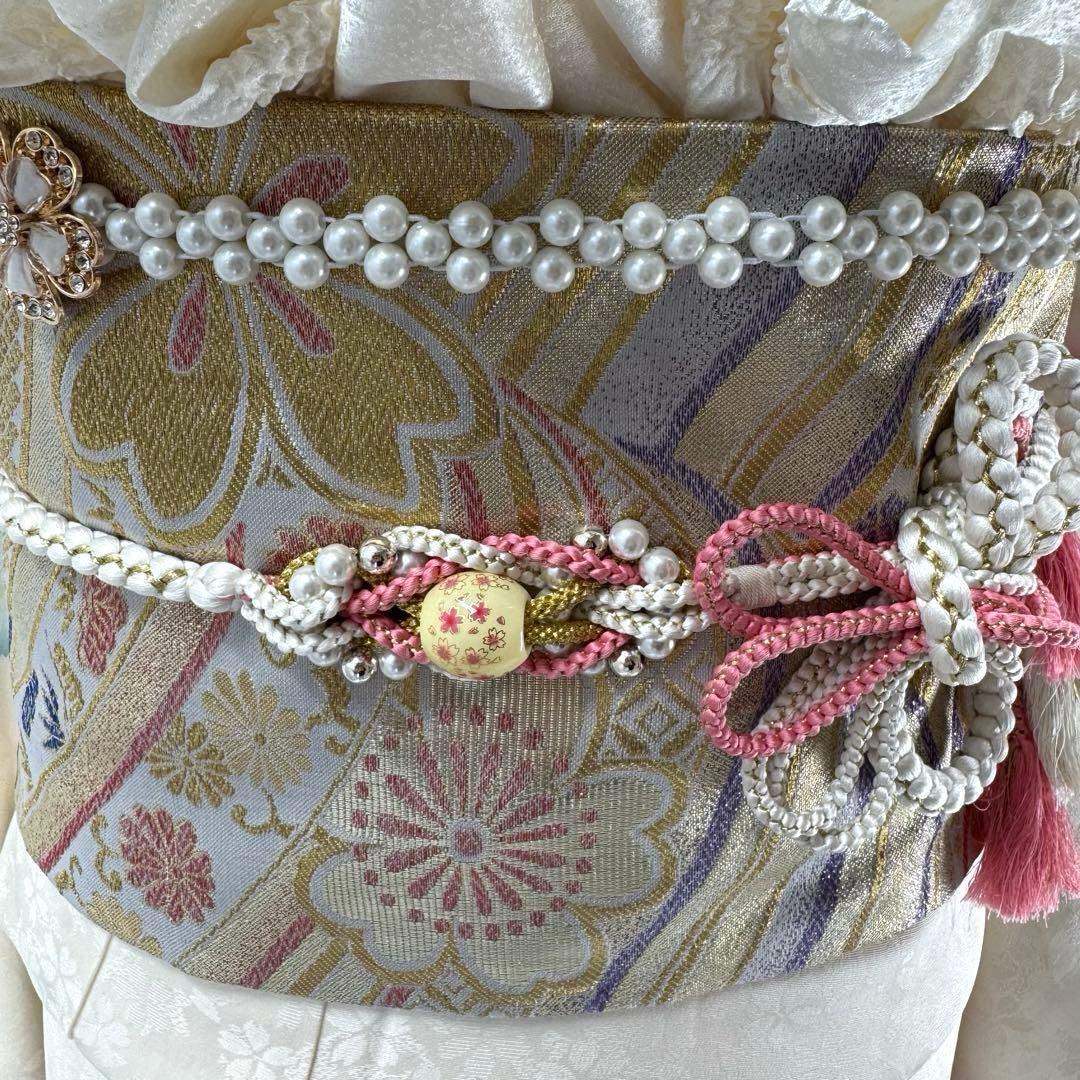 京都きもの友禅　豪華振袖8点フルセット　正絹 　成人式　お正月　パーティ　白地