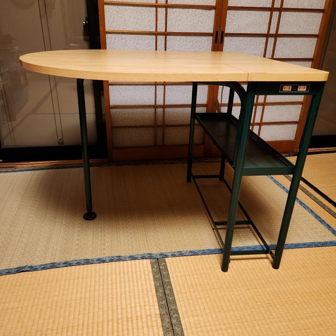 バタフライテーブル　折り畳み式作業テーブル メッシュ下棚付き