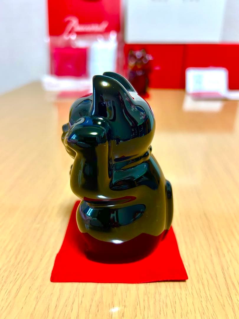 Baccarat バカラ 招き猫 レッド ブルー 2体 新品座布団2枚 付属品有