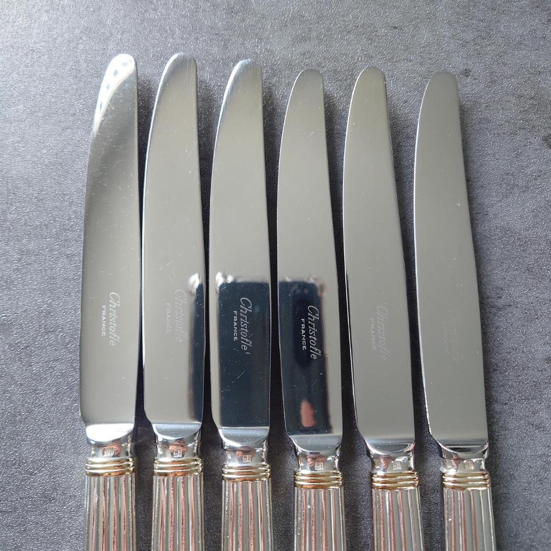 格安 希少 クリストフル アリアゴールドリング デザートナイフ 6点