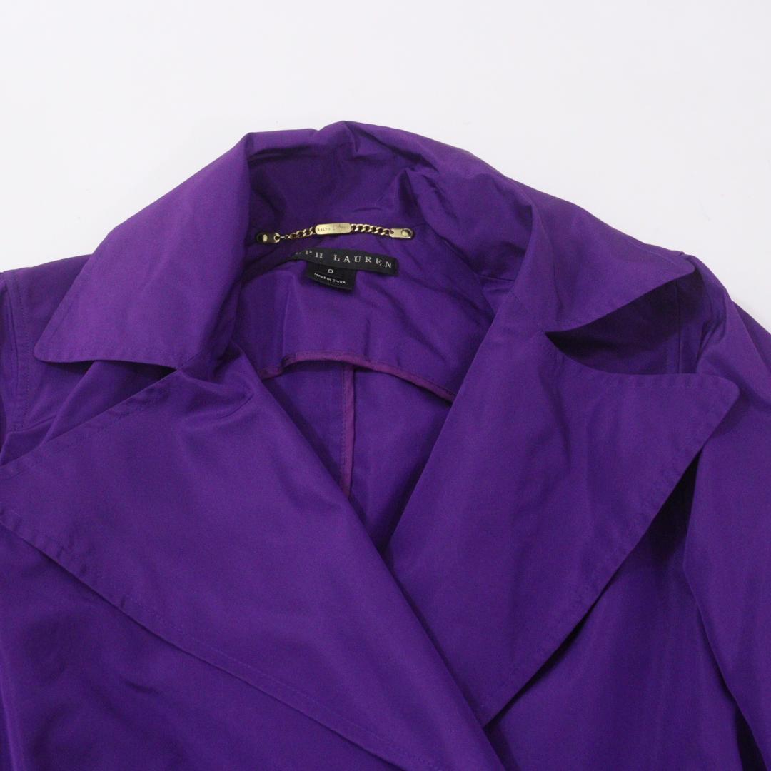 【美品】ラルフローレン トレンチコート シルク100% パープル 紫 ベルト