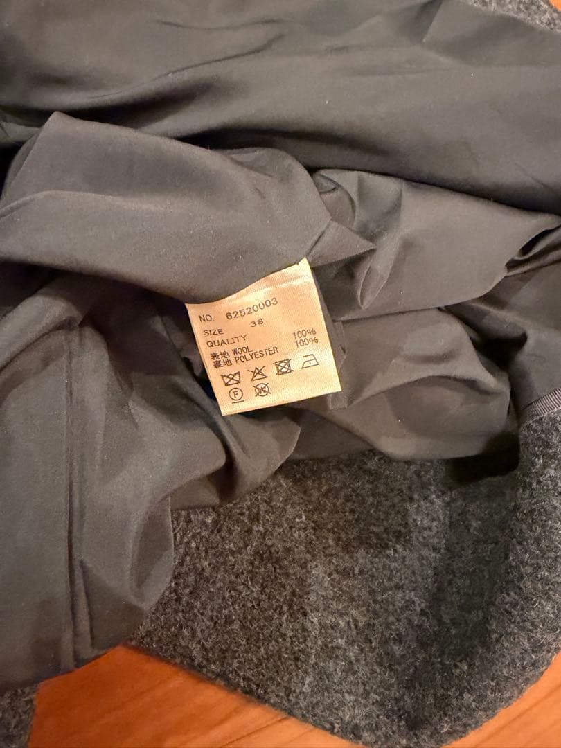 anuke Collarless Cocoon Coat グレー　38