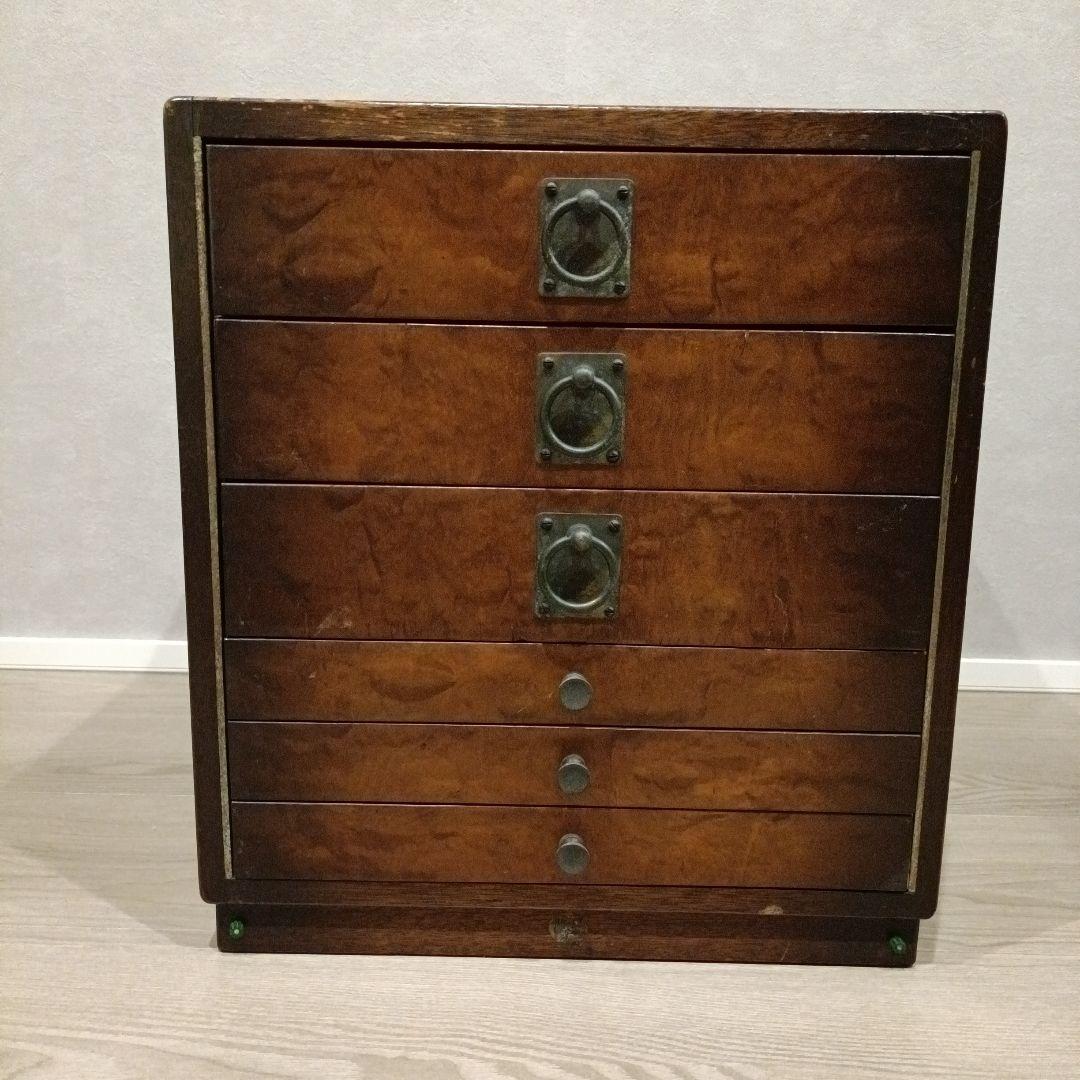 ビンテージスタイル　木製タンス 6段引き出し