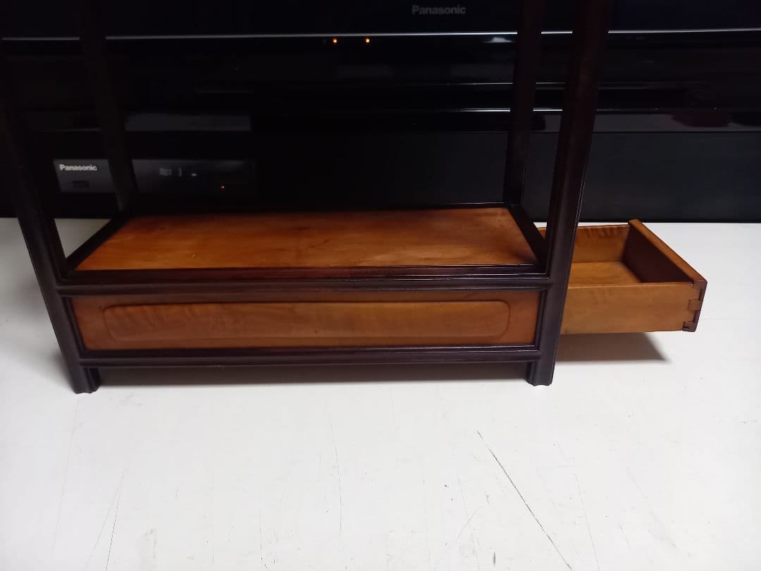 希少　明治期　指物細工　黒檀　良杢　隠し箱　からくり　飾り棚