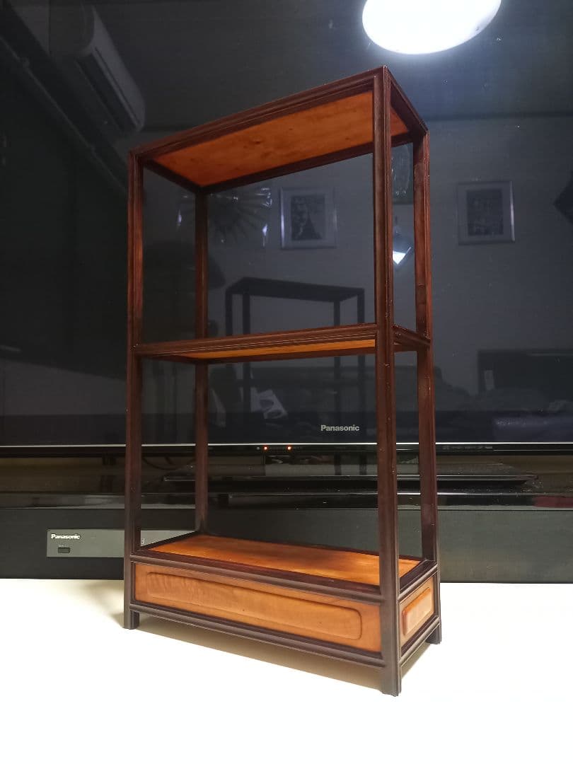 希少　明治期　指物細工　黒檀　良杢　隠し箱　からくり　飾り棚