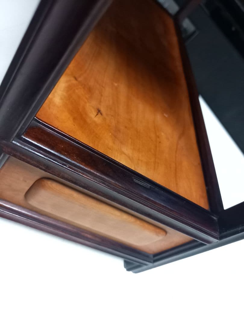 希少　明治期　指物細工　黒檀　良杢　隠し箱　からくり　飾り棚