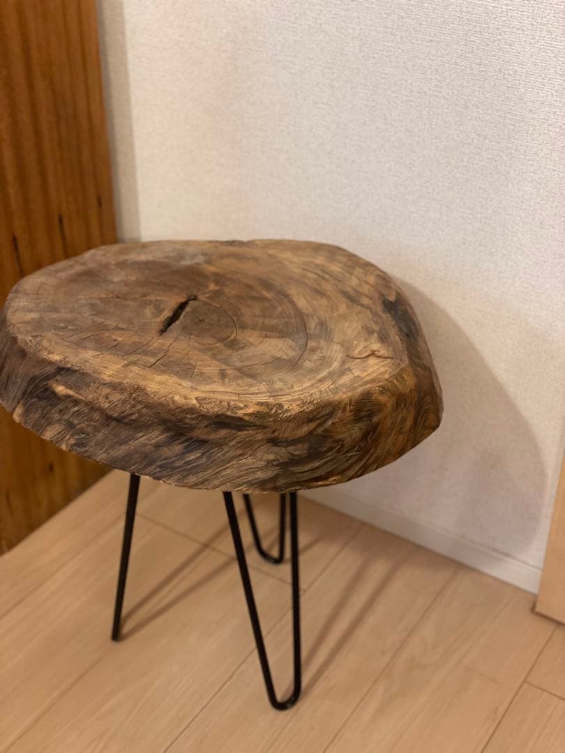 木製丸型テーブル 金属脚