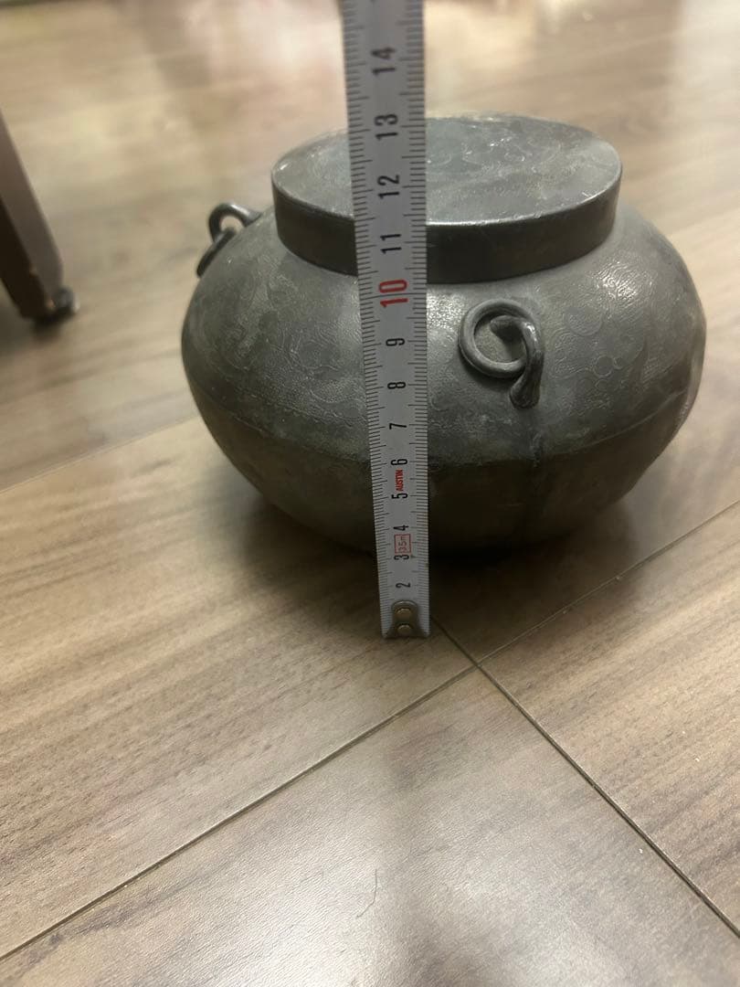 王東文造 古錫製 雲龍鳳凰文刻 三耳壷 茶入 中國古玩 唐物 時代物 骨董品