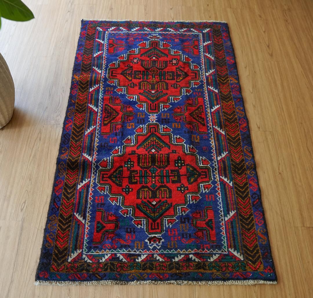 ヴィンテージラグ バルーチ トライバルラグ 142×86cm