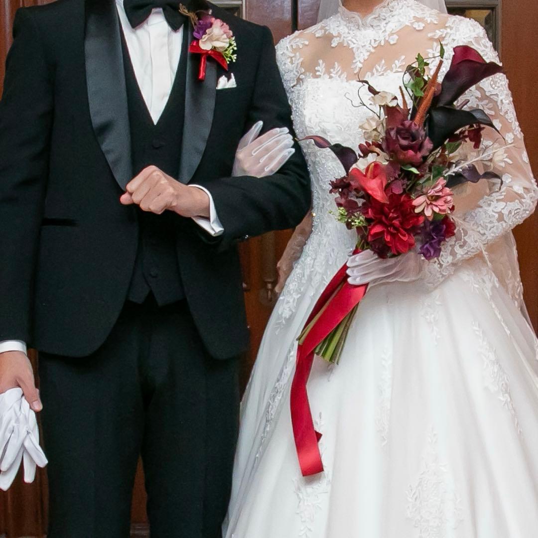 結婚式ブーケ　ウエディングブーケ　バーガンディブーケ