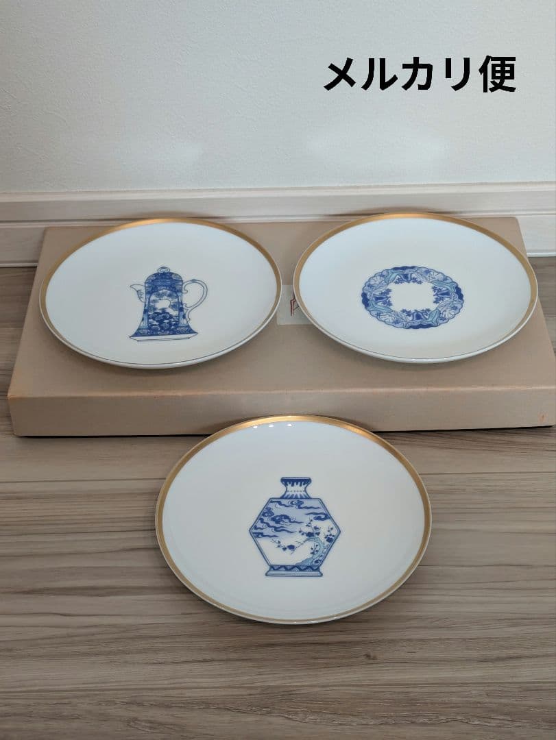 ブルーチャイナ　和皿揃　3枚セット