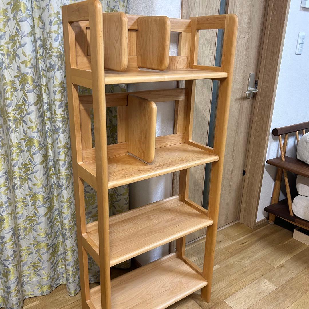 ISEEIKI 木製4段オープンシェルフ　学習　収納　本棚　一生紀