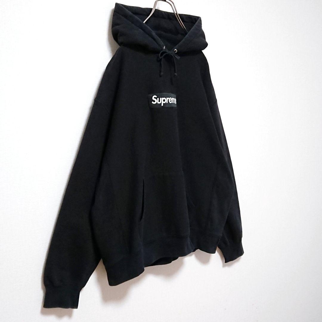 即完売 シュプリーム ボックス 刺繍 ロゴ ブラック オーバーサイズ パーカー