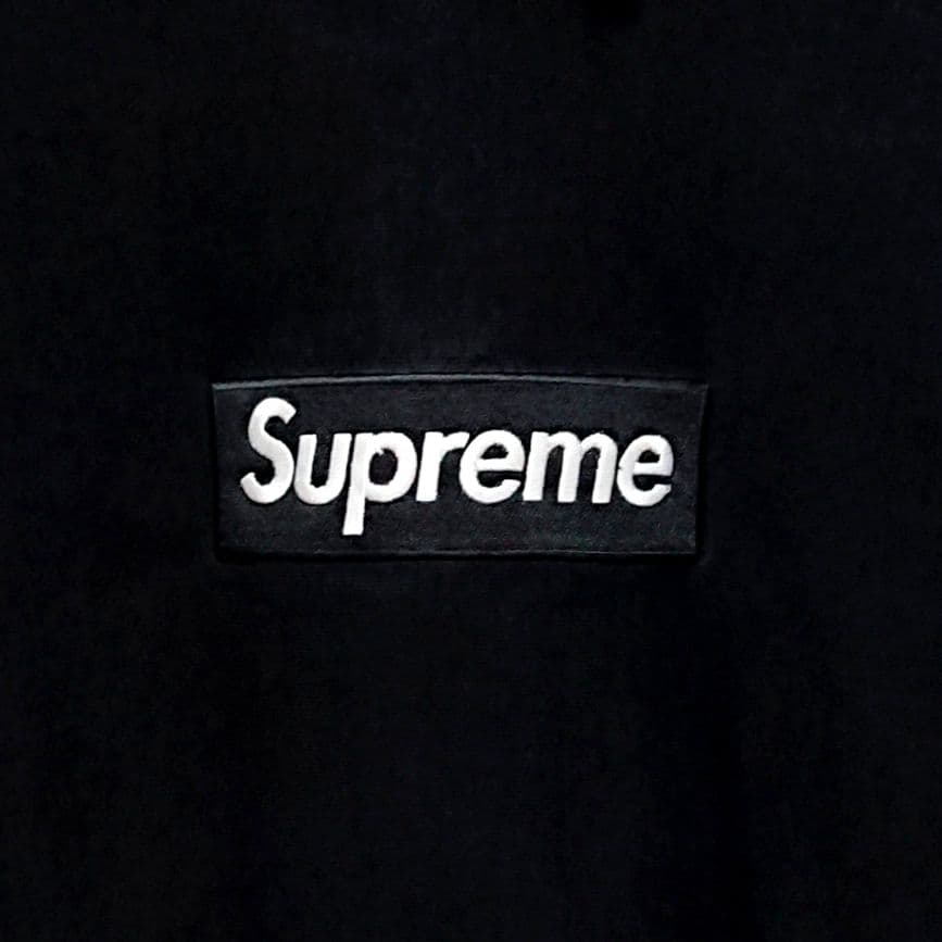 即完売 シュプリーム ボックス 刺繍 ロゴ ブラック オーバーサイズ パーカー