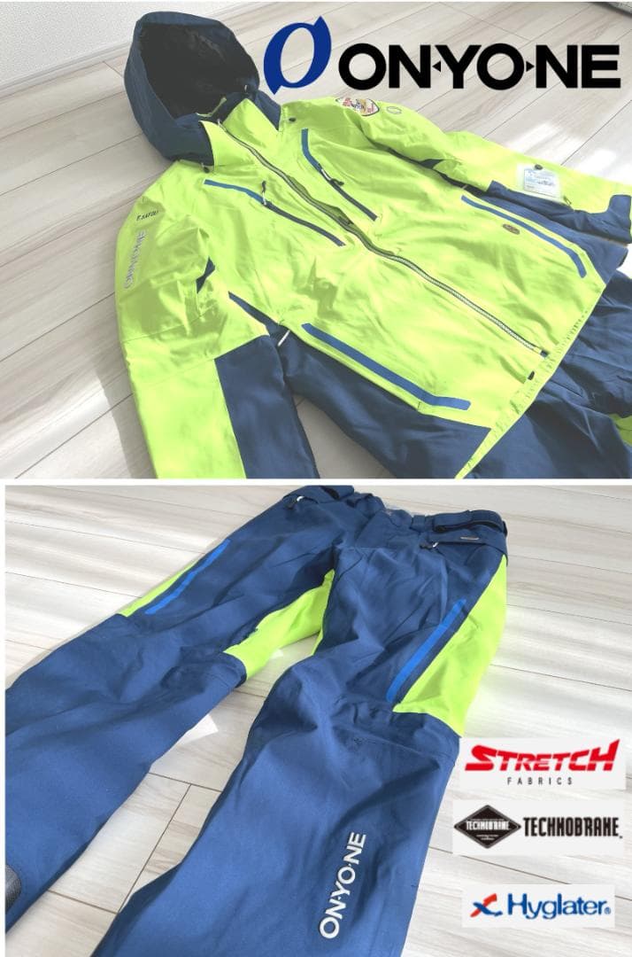 【上下セット】Ｍサイズ　ON-YONE スキーウェア 　イエロー/青　ストレッチ