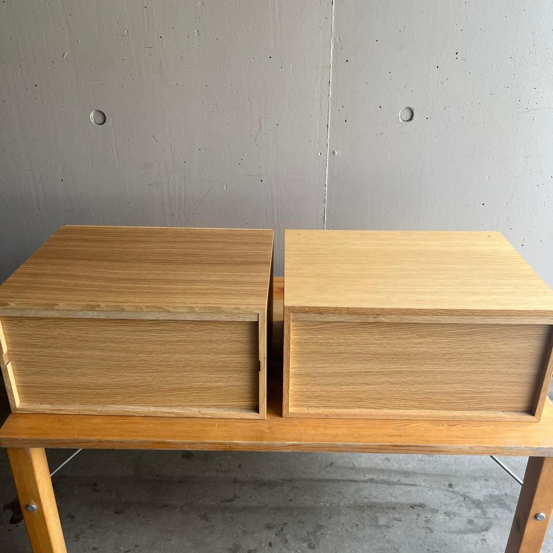 美品・廃盤希少★無印 スタッキングチェスト・オーク材・ハーフ・オープンと引出２段