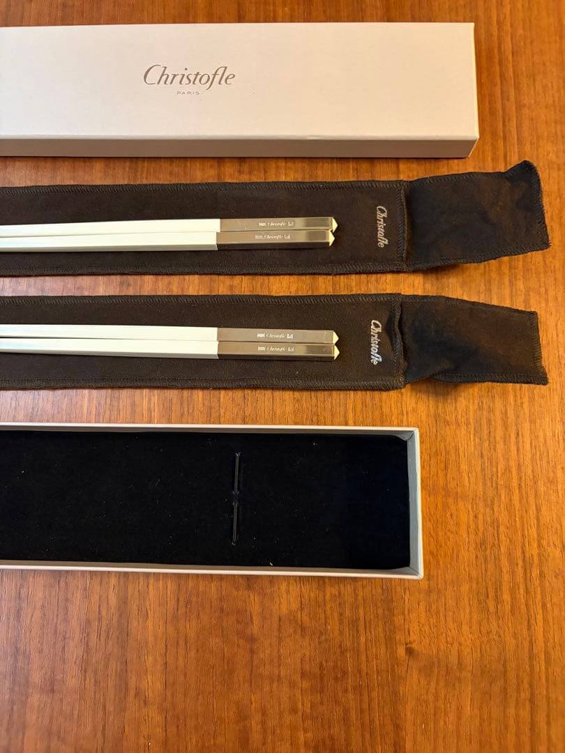 Christofle 製箸 2膳 専用ケース付き