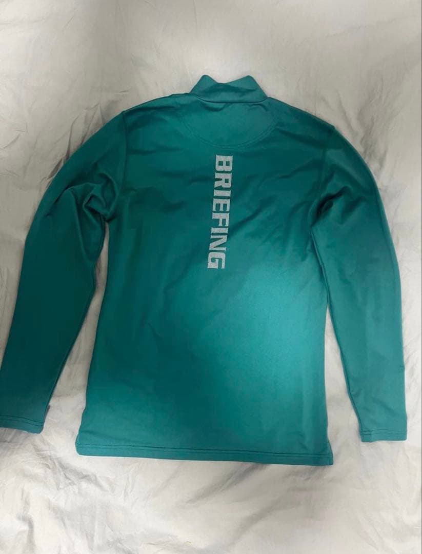 BRIEFING ターコイズ 長袖 モックネックシャツ Sサイズ