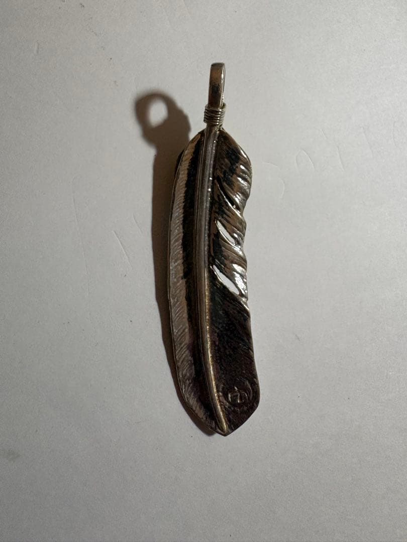 silverターコイズフェザーネックレス　ロジウムコーティング